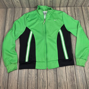 Nike Athletic Track Jacket Green Black Gym Casual School‎ Youth XL 16/18